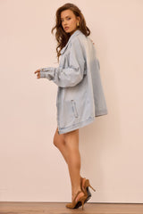 Hit Above Denim Jacket - Denim Blue