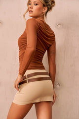 Just Like Me Mesh Top - Brown