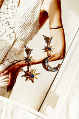 Luna Eclipse Earrings - Gold Blue