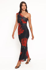 Gerri Off Shoulder Maxi Dress - Black Floral