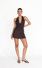 Araminta Mini Dress (Chocolate)