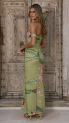 Lena Maxi Dress - Olive Floral