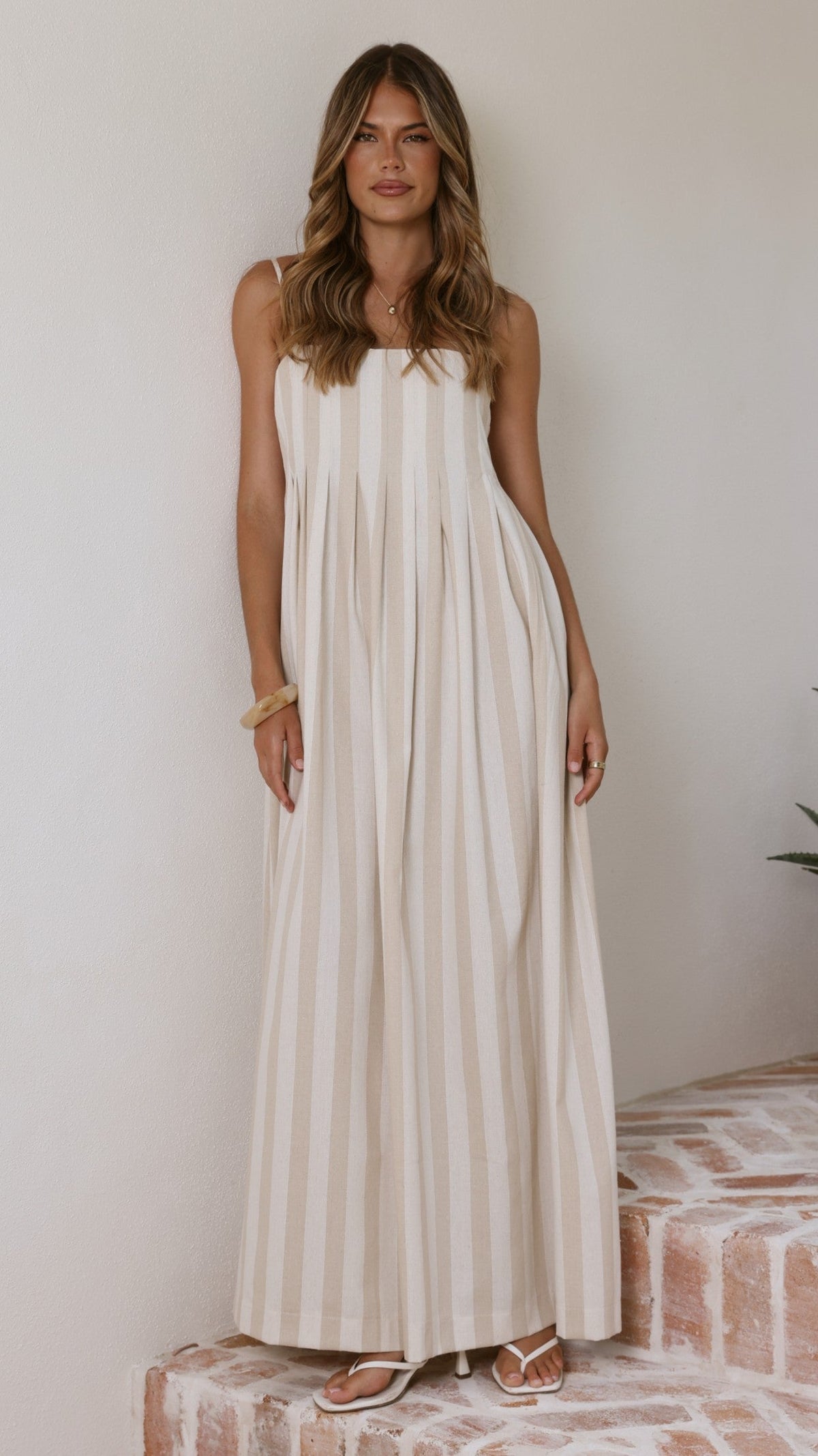 Pippa Maxi Dress - Beige Stripe