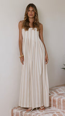 Pippa Maxi Dress - Beige Stripe