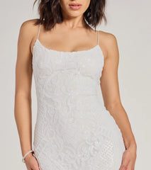Adelina Feather Trim Sequin Mini Dress
