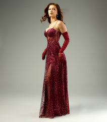 Lauren Sweetheart A-Line Glitter Sequin Dress