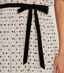Aria Ruffled Off-The-Shoulder Polka Dot Mesh Formal Dress