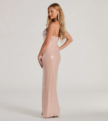 Emerie V-Neck Cutout Slim Sequin Formal Dress