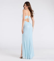Valeria Cutout Lace-Up Sequin Beaded Formal Dress