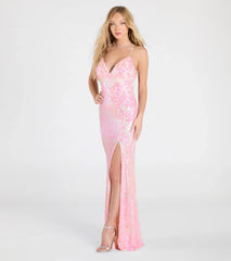 Kensley Open Back Slit Sequin Formal Dress