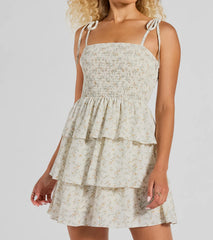 Cascading Romance Ruffle Floral Skater Dress