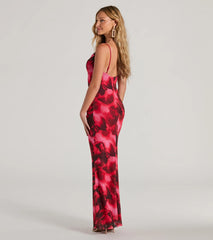 Catch Attention Cowl Neck Abstract Floral Maxi Dress