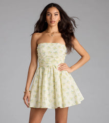Sunny Chic Floral Strapless Skater Dress