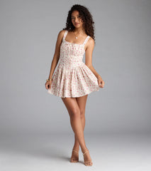 All Day Cuteness Floral Corset Skater Dress