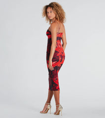Stunning One V-Neck Abstract Midi Dress