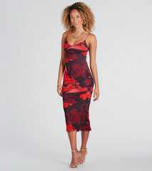 Stunning One V-Neck Abstract Midi Dress