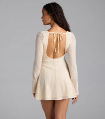 Dreamy Boho Bell Sleeve Knit Mini Dress