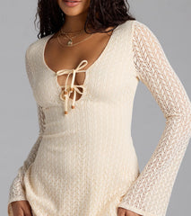 Dreamy Boho Bell Sleeve Knit Mini Dress