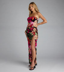 Destination Paradise Tropical Slit Maxi Dress