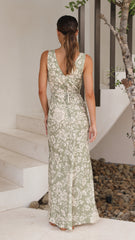 Rubie Maxi Dress - Green Floral