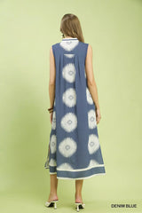 Umgee Sleeveless Geometric Midi Dress
