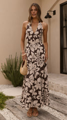 Solange Maxi Dress - Chocolate Floral