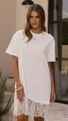 Avei Lace T-Shirt Mini Dress - White