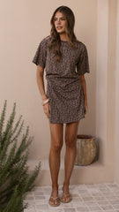 Ravina Mini Dress - Leopard Print