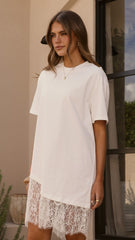 Avei Lace T-Shirt Mini Dress - White