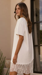 Avei Lace T-Shirt Mini Dress - White