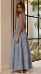 Sanya Maxi Dress - Blue Check