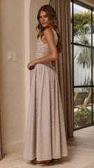 Sanya Maxi Dress - Beige Check
