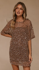 Zanthe Sequin Mini Dress - Mocha