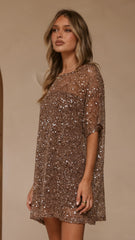 Zanthe Sequin Mini Dress - Mocha