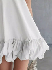 Full Size V-Neck Bubble Hem Mini Dress Plus Size