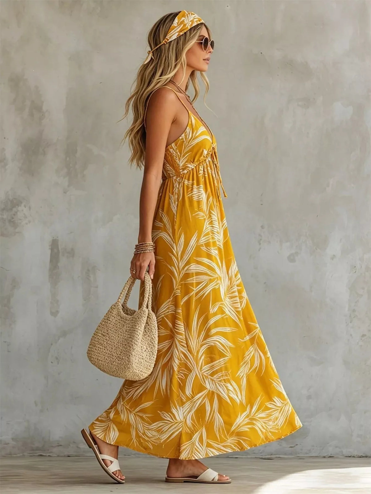 Full Size Printed Spaghetti Strap Maxi Dress Plus Size