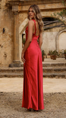 Iris Asymmetrical Maxi Dress - Red