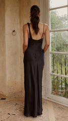 Iris Asymmetrical Maxi Dress - Black