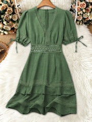 Lace Detail V-Neck Mini Dress