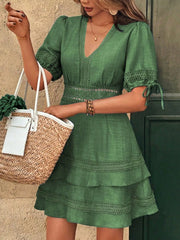 Lace Detail V-Neck Mini Dress