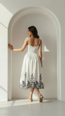 Elara Embroidered Midi Dress