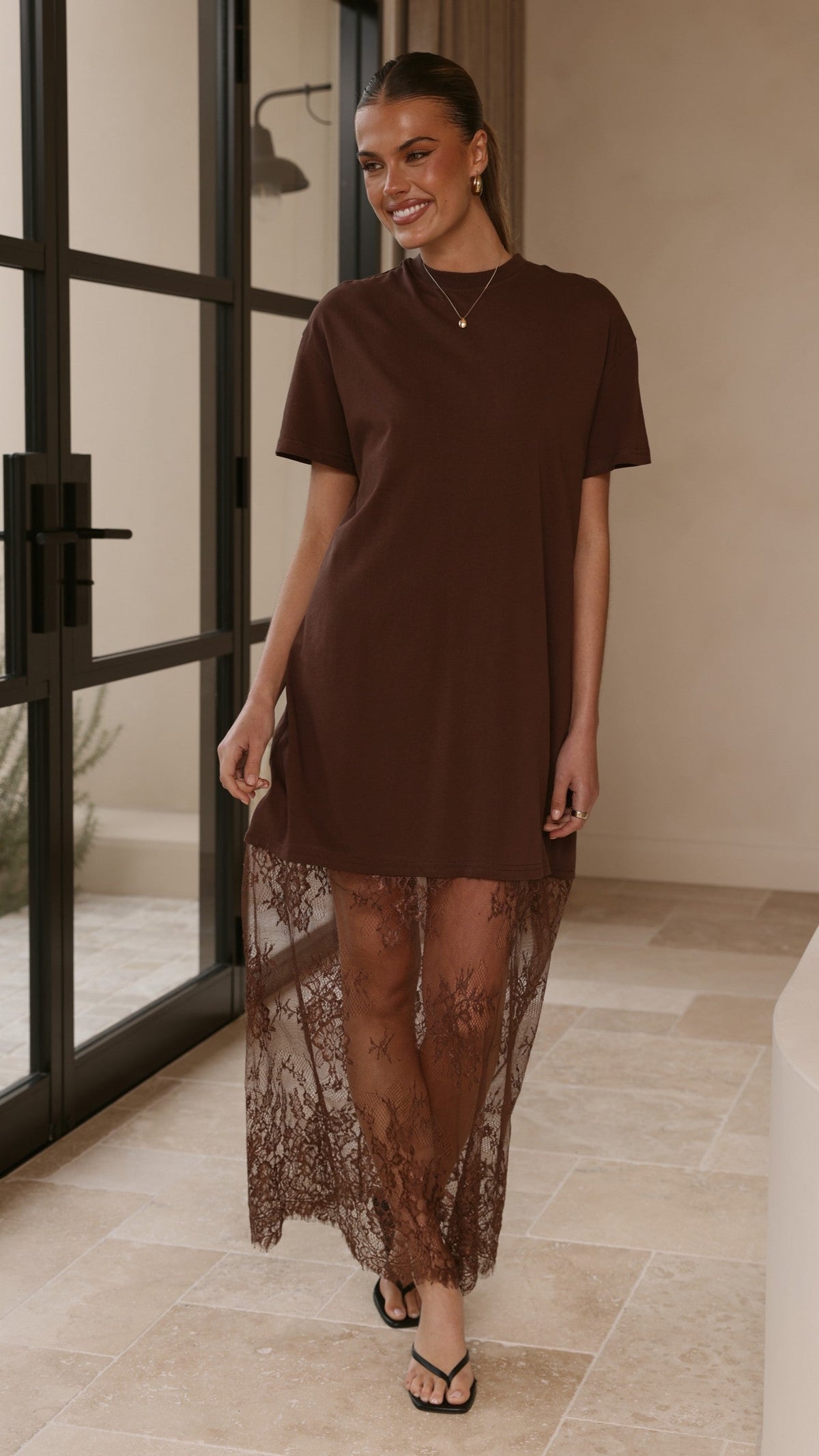Adora T-Shirt Maxi Dress - Chocolate