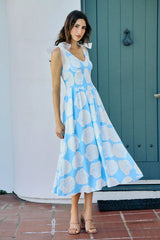 SO ME Shell Smocked Bodice Shoulder Tie Lined Midi Dress