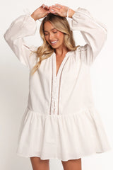 Hart Long Sleeve Mini Dress - White