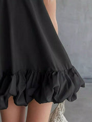 Full Size V-Neck Bubble Hem Mini Dress Plus Size