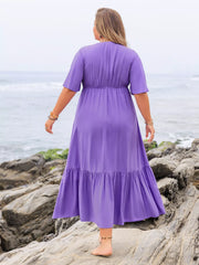 Plus Size Flutter Sleeve Tiered Maxi Dress