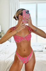9.0 Swim Bianca Red Gingham Bikini Top