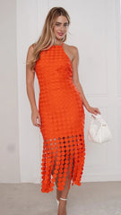 Sofia Disc Halter Midi Dress