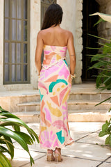 Sunspell Asymmetry Woven Midi Skirt - Pink Multi