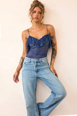 Soft Whispers Lace Bodysuit - Midnight Blue
